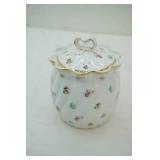 Godinger Rosebud biscuit jar 7x5.25". 24k gold accents
