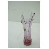 vintage Fenton pink glass "splash" vase 7" tall by 3" wide