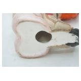 vintage 1970s Ceramichrome Inc Figurine, baby girl with Raggedy Ann Doll 9" tall