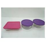 2ct Pyrex Glass Bowls and 1ct Pyrex Baking Dish w/lids