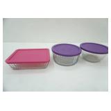 2ct Pyrex Glass Bowls and 1ct Pyrex Baking Dish w/lids