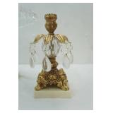 Vintage Hollywood Regency Centerpiece Set. Footed Crystal Compote Bowl & Candle Holders