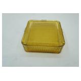 vintage Federal Glass Amber Refrigerator dish 8.5" square by 3" tall