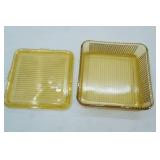 vintage Federal Glass Amber Refrigerator dish 8.5" square by 3" tall