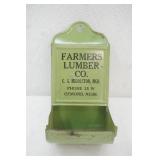 vintage green metal toothpick holder 6" tall