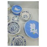 Vintage Blue Dinnerware. Meakin Ironstone & Wedgewood (2 different sets combined)