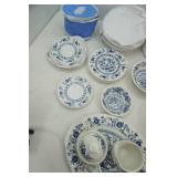 Vintage Blue Dinnerware. Meakin Ironstone & Wedgewood (2 different sets combined)