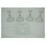Small Vintage Crystal Candle Holders 3" tall; Vintage crystal ashtray