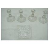 Small Vintage Crystal Candle Holders 3" tall; Vintage crystal ashtray