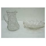 Vintage Pressed Glass Pitcher & Rectangular Serving Dish