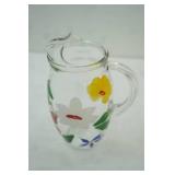 Vintage Bartlett Collins Gay Fad hand-painted floral glass pitcher 7.5" tall