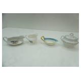 Vintage China Gravy Boats, Covered Sugar Bowl, Creamer