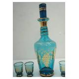 Vintage Czech Genuine Jeweled Bohemia Murmac Decanter and Glass Set