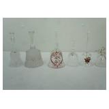 Vintage Clear, Frosted, Pressed Glass Bells 6ct