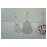 Vintage Clear, Frosted, Pressed Glass Bells 6ct