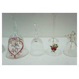 Vintage Clear, Frosted, Pressed Glass Bells 6ct