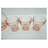 Vintage Pink Depression Glass Pitcher and 6 Tumblers