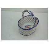 Vintage hand-painted ceramic lattice basket. Portugal