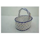 Vintage hand-painted ceramic lattice basket. Portugal