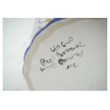 Vintage hand-painted ceramic lattice basket. Portugal