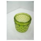 Vintage Green Glass goblets (6ct) and quilted diamond boutique jar