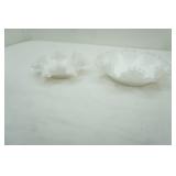 Fenton Silver Crest White Milk Glass Dishes 2ct