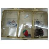 Vintage Thread Box with Storage and Vintage Pattern Disks and Tin