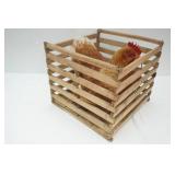 Taxidermied Chicken and Vintage Wooden Crate