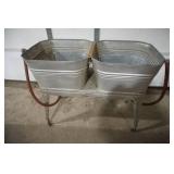Vintage Reeves Double Wash Tub with hoses, on wheels, good condition