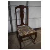 Vintage Queen-Anne-style dining chair, has been reupholstered