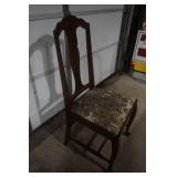 Vintage Queen-Anne-style dining chair, has been reupholstered