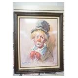 Vintage Art Print  "sad clown" by Leighton Jones