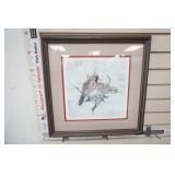 framed batik print by Marnie Dahl 18"square. signed, numbered 189/1400