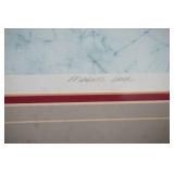 framed batik print by Marnie Dahl 18"square. signed, numbered 189/1400