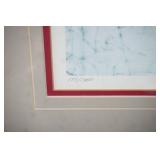 framed batik print by Marnie Dahl 18"square. signed, numbered 189/1400