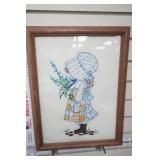 16"x 13" Vintage Framed Embroidery Art