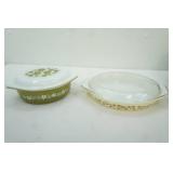 Vintage Pyrex Oval Casseroles w/lids. Golden Acorn, Spring Blossom