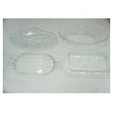 Vintage Crystal/Clear Glass Relish Trays & Butter Dishes