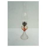 18" Vintage Swirl Pattern Glass Oil Lamp. Queen Anne