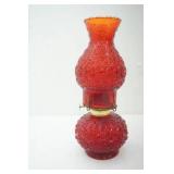 Vintage L.E. Smith Ruby Red Oil Lamp 12" (pressed glass, Daisy and Button pattern)