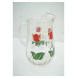 Vintage Anchor Hocking "Nina" Greenhouse Red Tulip Pitcher