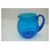 Vintage Blenko Turquoise Blue Art Glass Pitcher