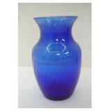 Vintage Indiana Glass Co. cobalt blue vase 8" tall with a 4" diameter