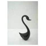 8.5" vintage black glass swan figurine