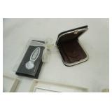 Vintage Pewter Schwans Coasters, shell clip, Small coin pouch
