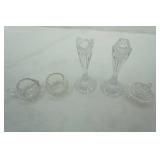 Vintage Crystal pieces, mini creamer & sugar, egg shaped trinket box, Mikasa Candlestick holders