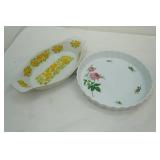 Christineholm Porcelain Rose Pattern Quiche Tart Pie Plate, and other dish