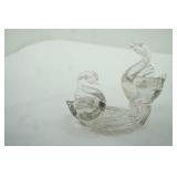 6"x6" vintage art glass swans (smoke grey color)