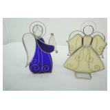 Pair of Stained Glass Angel Candle Holder and Figurine