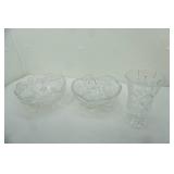 Antique cut glass serving bowls, Block Crystal Vase